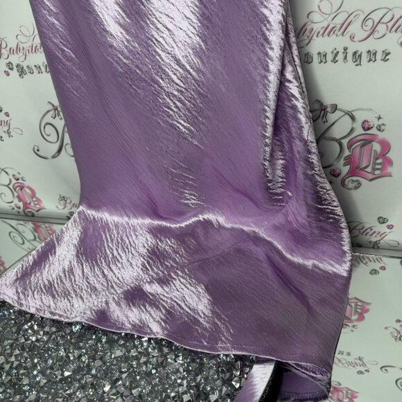Mikey & Joey dress shimmer shiny lilac purple royal long maxi spaghetti strap - Picture 11 of 11